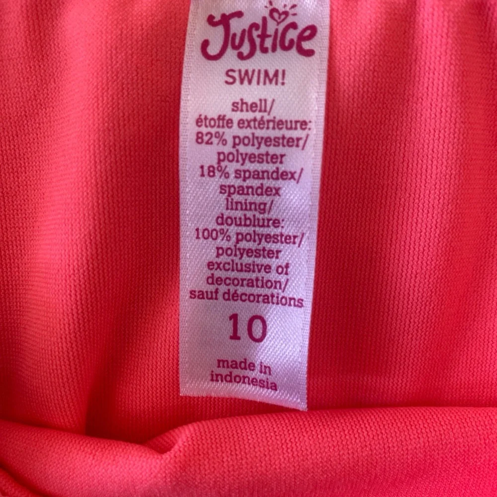 Justice Girls Size 10 Pink Sherbet Bikini Set Coral Swim New Without Tags